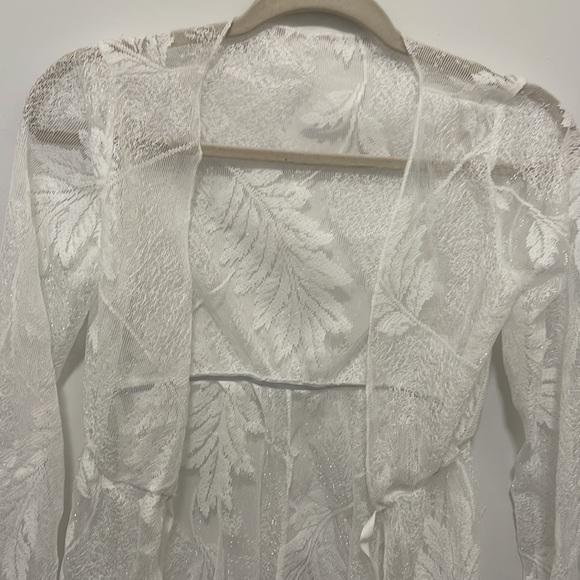 Embroidery Mesh Tie Front Kimono small size - Picture 3 of 5